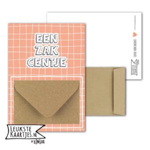 Geldkaart met mini Envelopje -> Zakcentje - No:01-2 (Ruit-roze-zakcentje)^