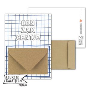 Geldkaart met mini Envelopje -> Zakcentje - No:02-2 (Ruit-blauw-zakcentje)^