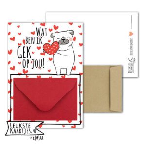 Geldkaart met mini Envelopje -> Liefde - No: 08 (Gek op jou-Hond met hart)^