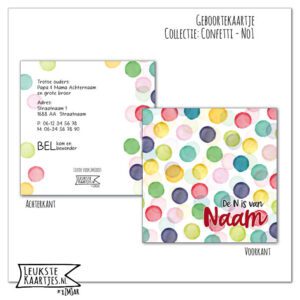 Geboortekaartje -> Kant&Klaar - Confetti No01 (125x125-Jongen/Meisje/Unisex) - Afbeelding 3