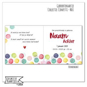 Geboortekaartje -> Kant&Klaar - Confetti No01 (125x125-Jongen/Meisje/Unisex) - Afbeelding 4