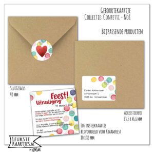 Geboortekaartje -> Kant&Klaar - Confetti No01 (125x125-Jongen/Meisje/Unisex) - Afbeelding 5