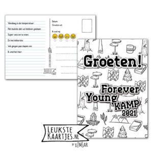 Kaart Op Kamp -> Forever Young No: 20 – 3 (Groeten-Landkaart-Kampvuur-Zaag-zwart/wit – 2023)