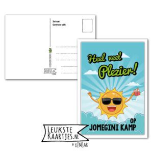 Kaart Op Kamp -> JoMeGiNi - Thuisblijvers No: 06 /1-11 (Veel plezier-Zon-Limo-Wolk-blauw)