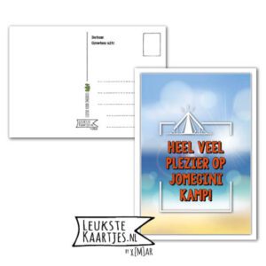 Kaart Op Kamp -> JoMeGiNi - Thuisblijvers No: 08 /1-14 (Veel plezier-Strand-Tent)