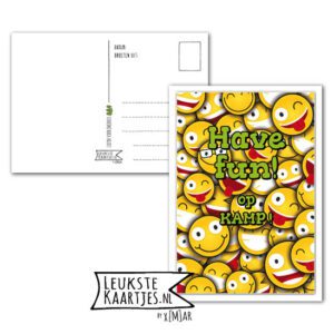 Kaart Op Kamp -> Thuisblijvers No: 09 /1 (Have Fun-Smileys-geel)