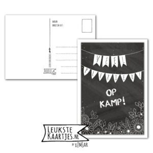 Kaart Op Kamp -> Thuisblijvers No: 10 /2 (Veel Plezier-Vlaggetjes-zwart/wit)