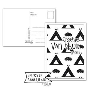 Kaart Op Kamp -> Thuisblijvers No: 15 /2 (Groetjes van thuis-Tenten-zwart/wit)