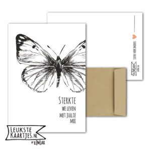 Kaart Steun -> Medeleven - No: 11 (Vlinder groot zwart-wit - Sterkte, we leven mee)