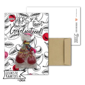 Kaartkadootje -> Kersen - No:01 (Kers op taart-Zwart/Wit/Kleur)