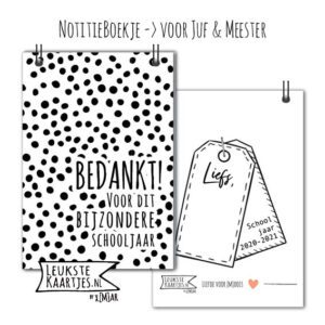 NotitieBoekje -> Juf/Meester No:01 (Bedankt schooljaar-Dots zwart/wit)