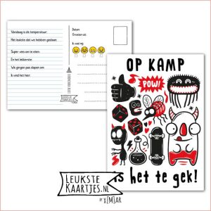 Kaart Op Kamp -> Kaarten Mee - No: 36 /4 (Op kamp is het te gek! - Monsters, POW, rood/zwart)