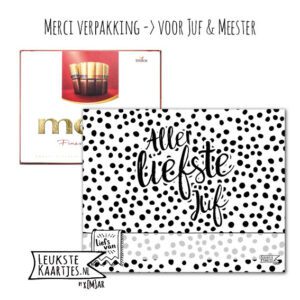 Merci Chocolade -> Juf & Meester - No:03 (Allerliefste juf-Dots-Zwart/wit)