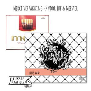 Merci Chocolade -> Juf & Meester - No:06 (Liefste juf-Hartjes-ruit-Zwart/wit)