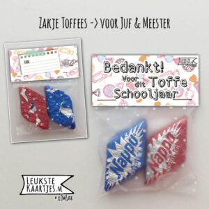 Zakje Toffees -> Juf & Meester - No:08 (Toffe Schooljaar-Nougat-Toffees-zw/wt)