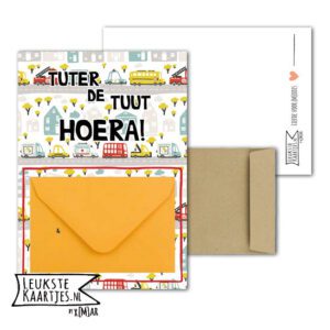 Geldkaart met mini Envelopje -> Kids - No: 17 (Tuterdetuut-Auto-geel)