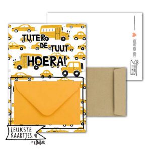 Geldkaart met mini Envelopje -> Kids - No: 19 (Tuterdetuut-Auto-geel)