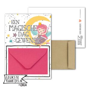 Geldkaart met mini Envelopje -> Kids - No: 21 (Magische dag-Fee-Maan-roze)