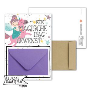 Geldkaart met mini Envelopje -> Kids - No: 22 (Magische dag-Fee-roze Unicorn-paars)