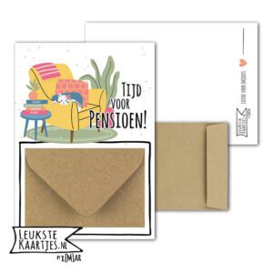 Geldkaart met mini Envelopje -> Pensioen - No: 02 (Fauteuil met kat)