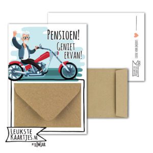 Geldkaart met mini Envelopje -> Pensioen - No: 06 (Man op motor)
