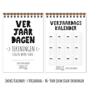 Kalender -> Verjaardag - Tekeningen No:01 (Basis om zelf vol te tekenen/kleuren - A6 of A5) - Afbeelding 3