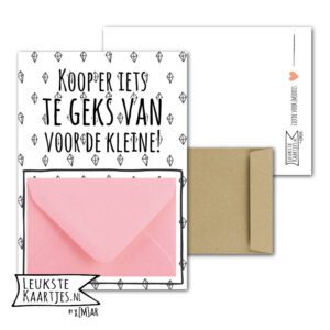 Geldkaart met mini Envelopje -> Baby - No: 3-3 (Koop er iets te geks van voor de kleine - Ruitsteen - Roze)