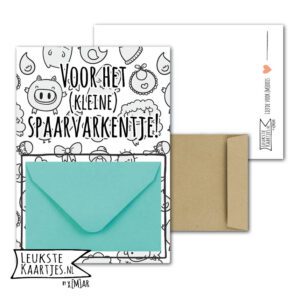 Geldkaart met mini Envelopje -> Baby - No: 5-2 (Kleine-Spaarvarkentje-Baby-Elementen-Blauw)