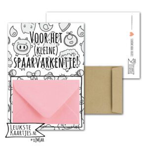 Geldkaart met mini Envelopje -> Baby - No: 5-3 (Kleine-Spaarvarkentje-Baby-Elementen-Roze)