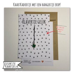 Kaartkadootje -> Hangertje Klavertje - No:04 (Klavertje Geluk - Driehoekjes - Groen klavertje vier)^