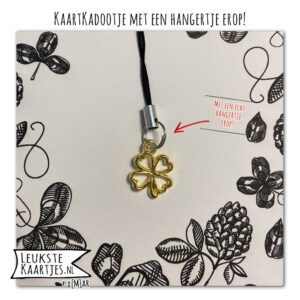 Kaartkadootje -> Hangertje Klavertje - No:03 (Klavertje Geluk - Hartjes cirkels - Goudkleurig klavertje vier)^ - Afbeelding 2