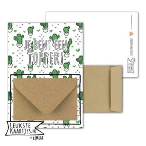 Geldkaart met mini Envelopje -> Bedankt - No: 12 (Je bent Topper-Cactus en stippen)