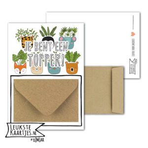 Geldkaart met mini Envelopje -> Bedankt - No: 13 (Je bent Topper-zeven gekke dieren plantenpotten)
