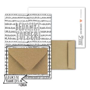 Geldkaart met mini Envelopje -> Bedankt - No: 14 (Bedankt Topper-krulletjes zwart/wit)