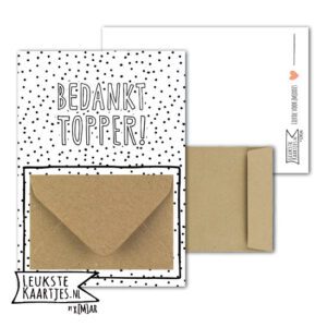 Geldkaart met mini Envelopje -> Bedankt - No: 15 (Bedankt Topper-stippen zwart/wit)