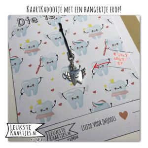 Kaartkadootje -> Hangertje TandenFee - No:06 (YEAH! Die is eruit! - Tand eruit - TandenFee en tanden met borstel) - Afbeelding 2