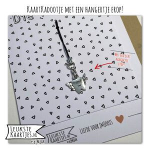 Kaartkadootje -> Hangertje TandenFee - No:02 (YEAH! Die is eruit! - Tand eruit - Driehoekjes zwart/wit) - Afbeelding 2