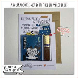 Kaartkadootje -> Thee & Merci - No:06 (Thee gekke tijd MEESTER-Clipper Blauw-Theepot blauw)^