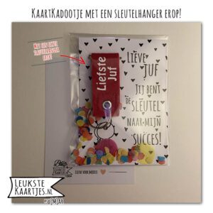 Kaartkadootje -> Sleutelhanger Juf & Meester, Schooljaar – No:01 (Jij bent de sleutel naar mijn succes! Liefste juf-Roze)^ - Afbeelding 3