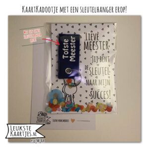 Kaartkadootje -> Sleutelhanger Juf & Meester, Schooljaar – No:02 (Jij bent de sleutel naar mijn succes! Liefste Meester-Blauw)^ - Afbeelding 3