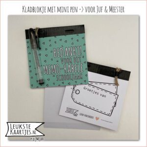 Kladblokje + mini pen -> Juf/Meester No:14