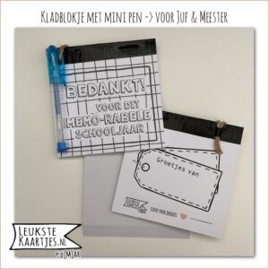 Kladblokje + mini pen -> Juf/Meester No:15