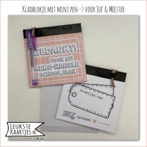 Kladblokje + mini pen -> Juf/Meester No:16