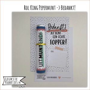 Rol KING Pepermunt -> Bedankt! - No:04 (uitMUNTend - Bedankt TOPPER - Roze)^