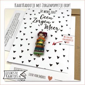 Kaartkadootje -> Zorgenpoppetje / Worry Doll - No:01 (Ik wens jou: Geen zorgen meer-Hartjes)^ - Afbeelding 2