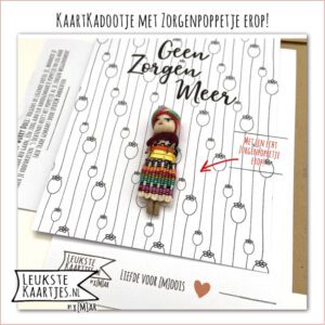 Kaartkadootje -> Zorgenpoppetje / Worry Doll - No:03 (Ik wens jou: Geen zorgen meer-Ovaaltjes met bloemetje)^ - Afbeelding 2