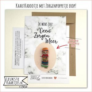 Kaartkadootje -> Zorgenpoppetje / Worry Doll - No:05 (Ik wens jou: Geen zorgen meer-Marmer ovaal)^