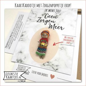 Kaartkadootje -> Zorgenpoppetje / Worry Doll - No:05 (Ik wens jou: Geen zorgen meer-Marmer ovaal)^ - Afbeelding 2