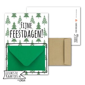 Geldkaart met mini Envelopje -> Kerst - No: 19 (Kerstbomen Groen-Fijne Feestdagen)^