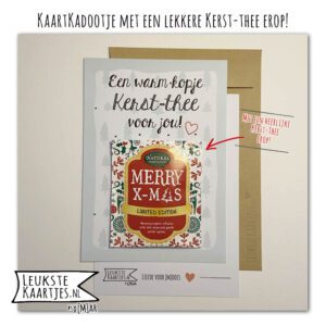 Kaartkadootje -> Thee - Kerst - No:04 (Groen rand-kerstboompjes-Warm kopje Kerst-thee voor jou)^ - Afbeelding 2